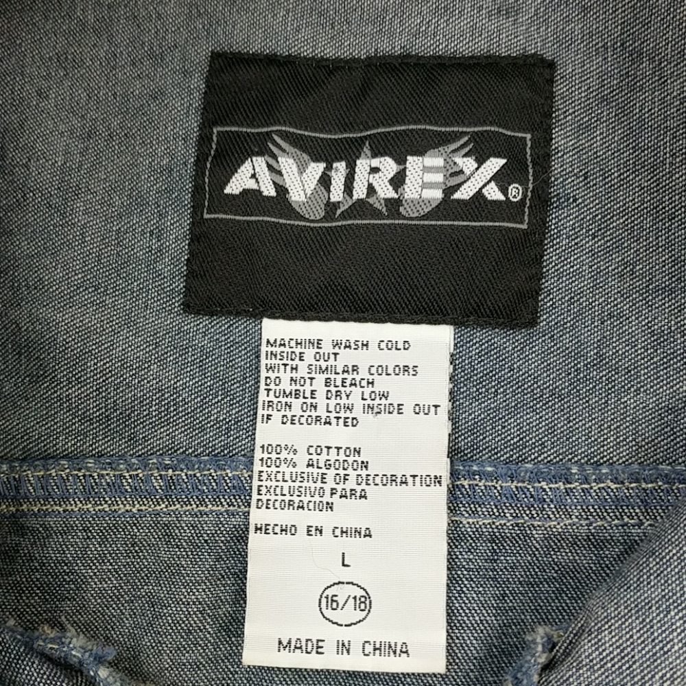 Avirex USA Denim Bluejean Jacket Patches Embroidery - Picture 6 of 7